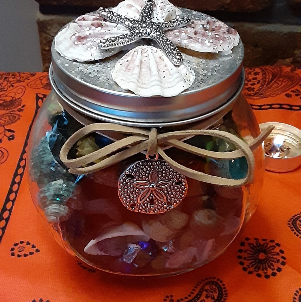 Seashore themed jar filled with magical blessings